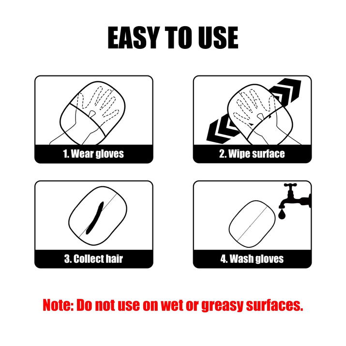 Pet Hair Removal Tool Reusable Static Removal Gloves, Double-Sided Grooming Gloves for Pets, Removes Pet Fur Hair for Carpets